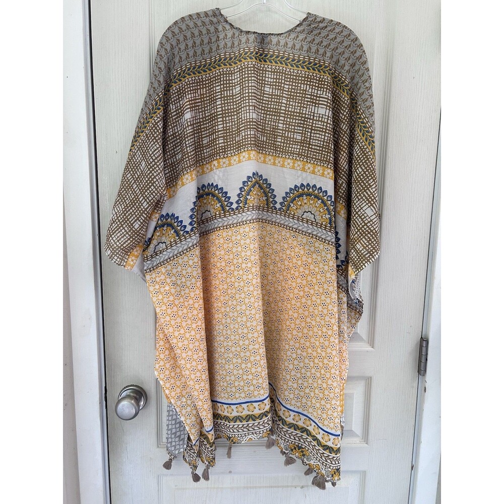 GOOD RAJ Tunic Coverup One Size Boho Paisley Indian Kaftan Top resort festival - Picture 3 of 9